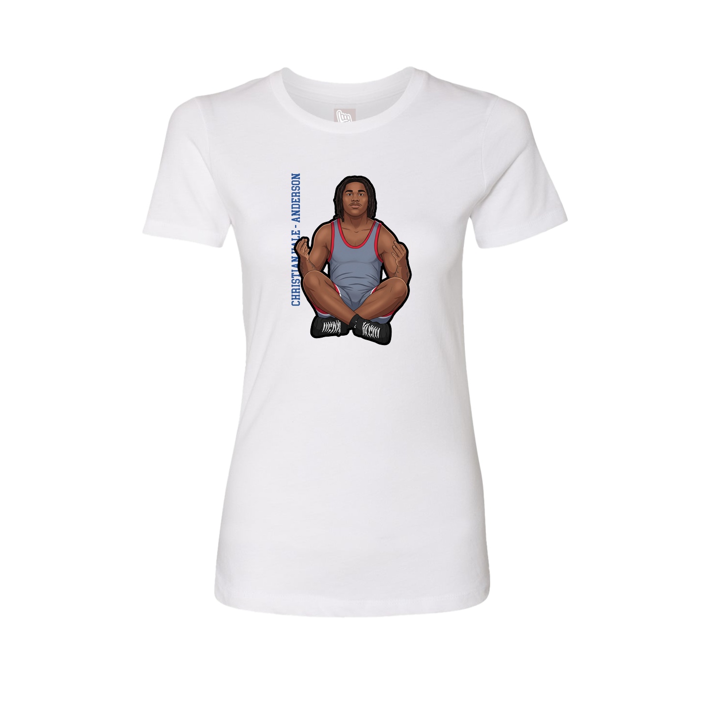 Fitted Women's Tee — Name Vertical in White