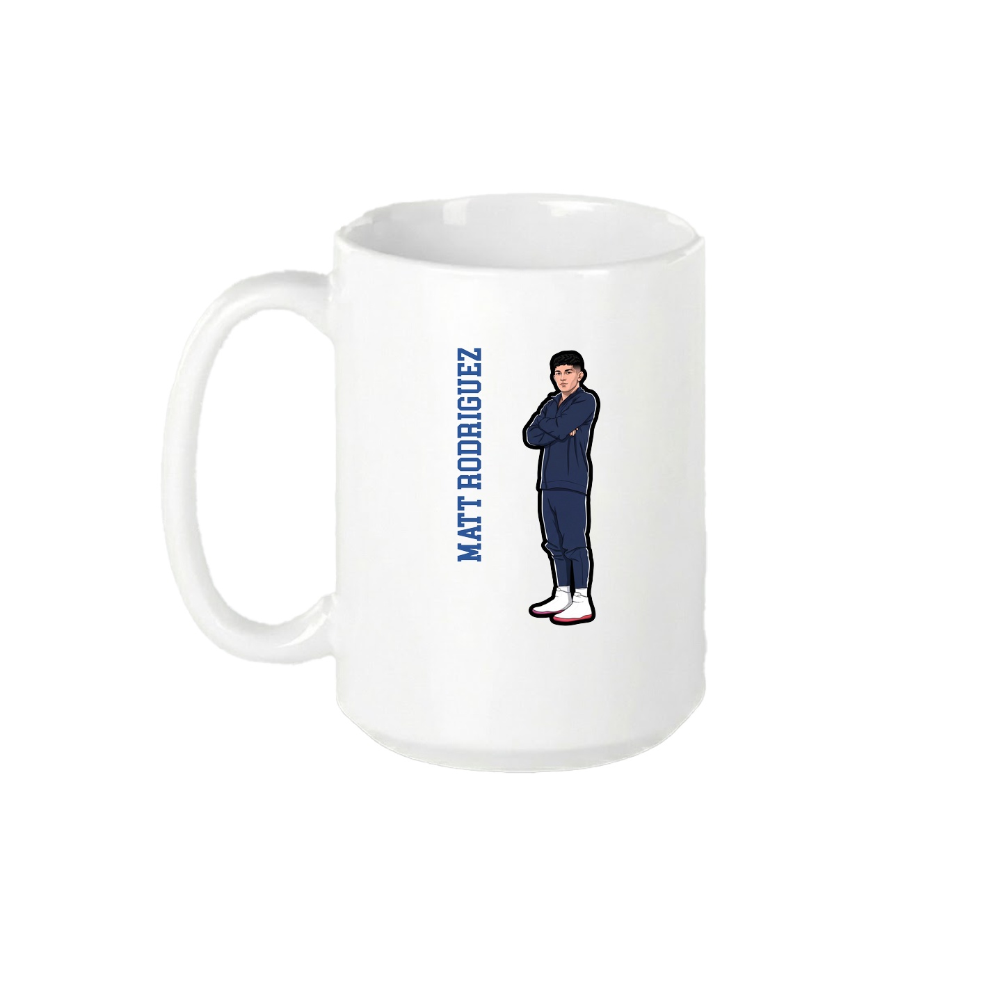 15oz Coffee Mug — Name Vertical in White