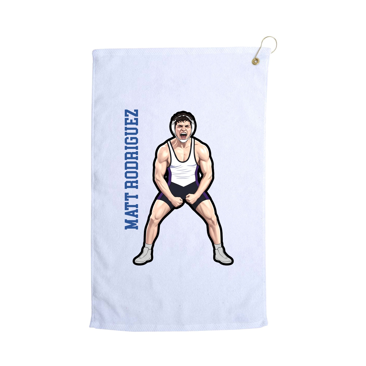 Golf Towel — Name Vertical in White