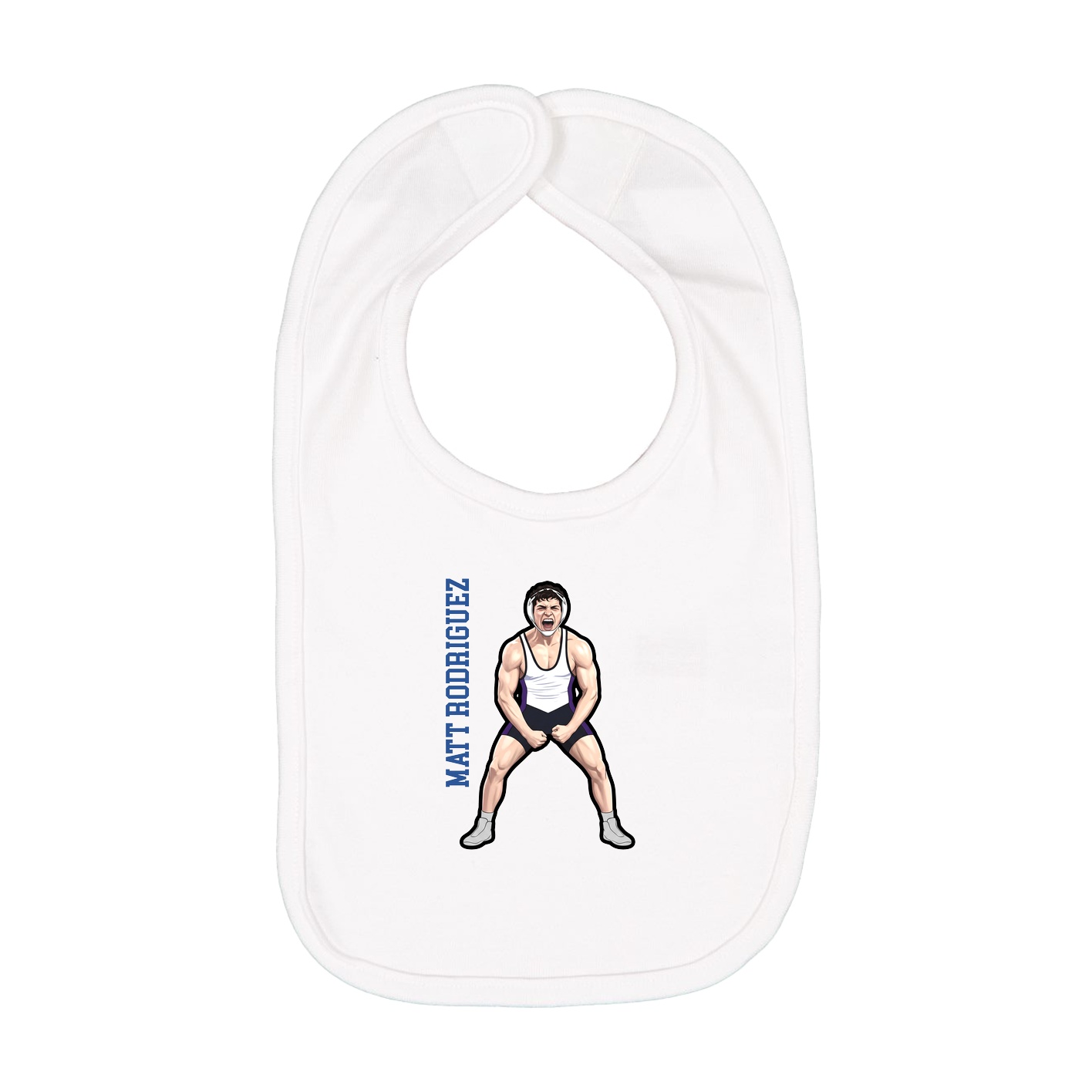 Infant Bib — Name Vertical in White
