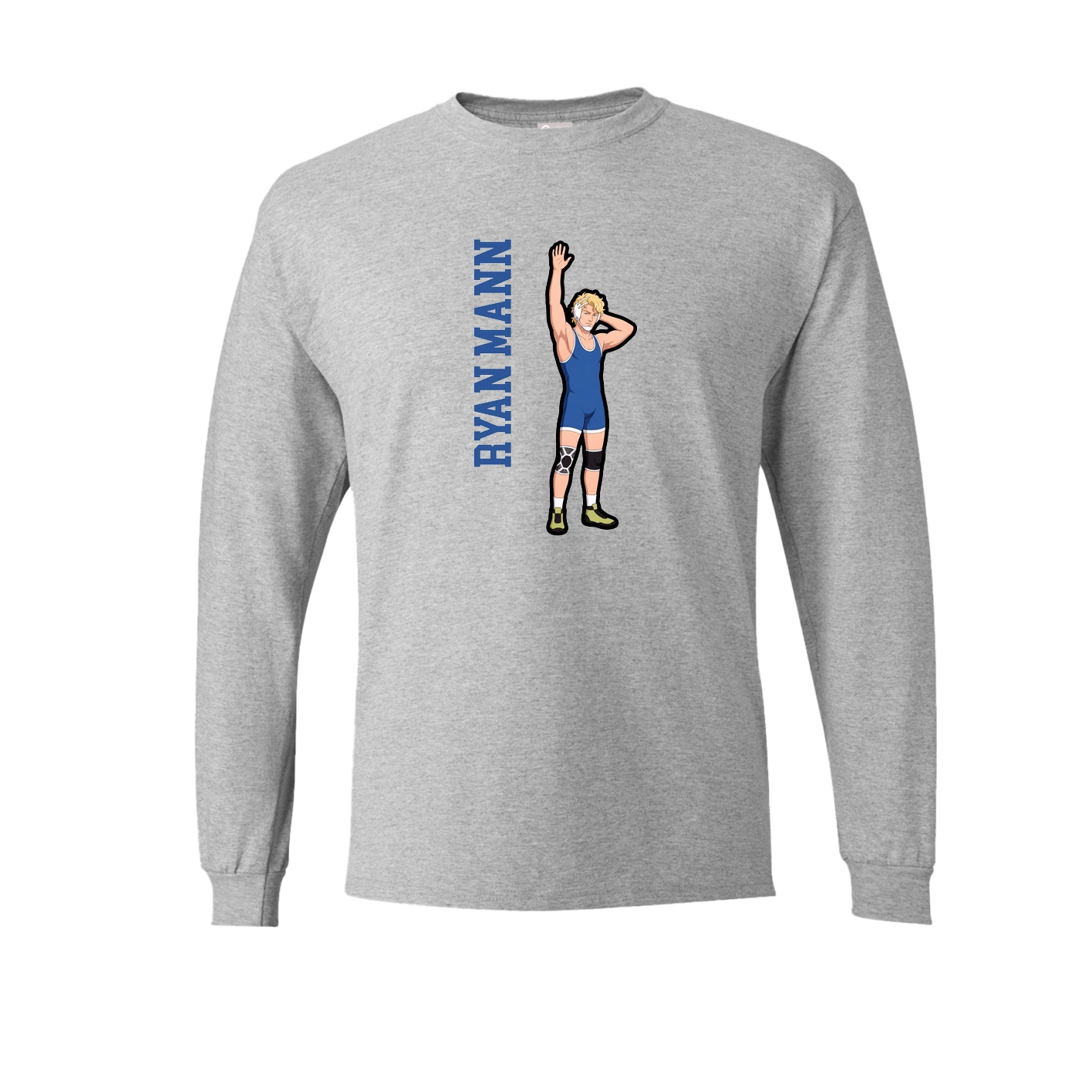 Long Sleeve Tee — Name Vertical in Grey