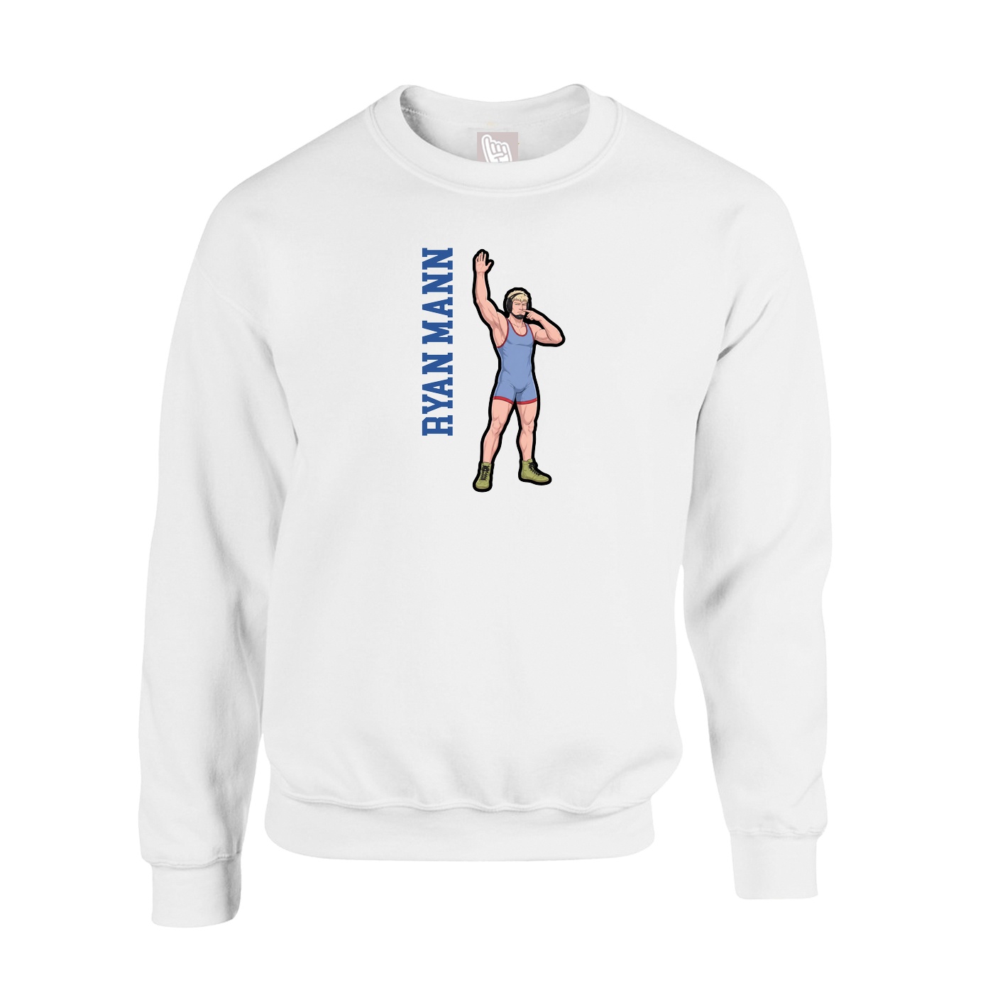Fleece Crew — Name Vertical in White