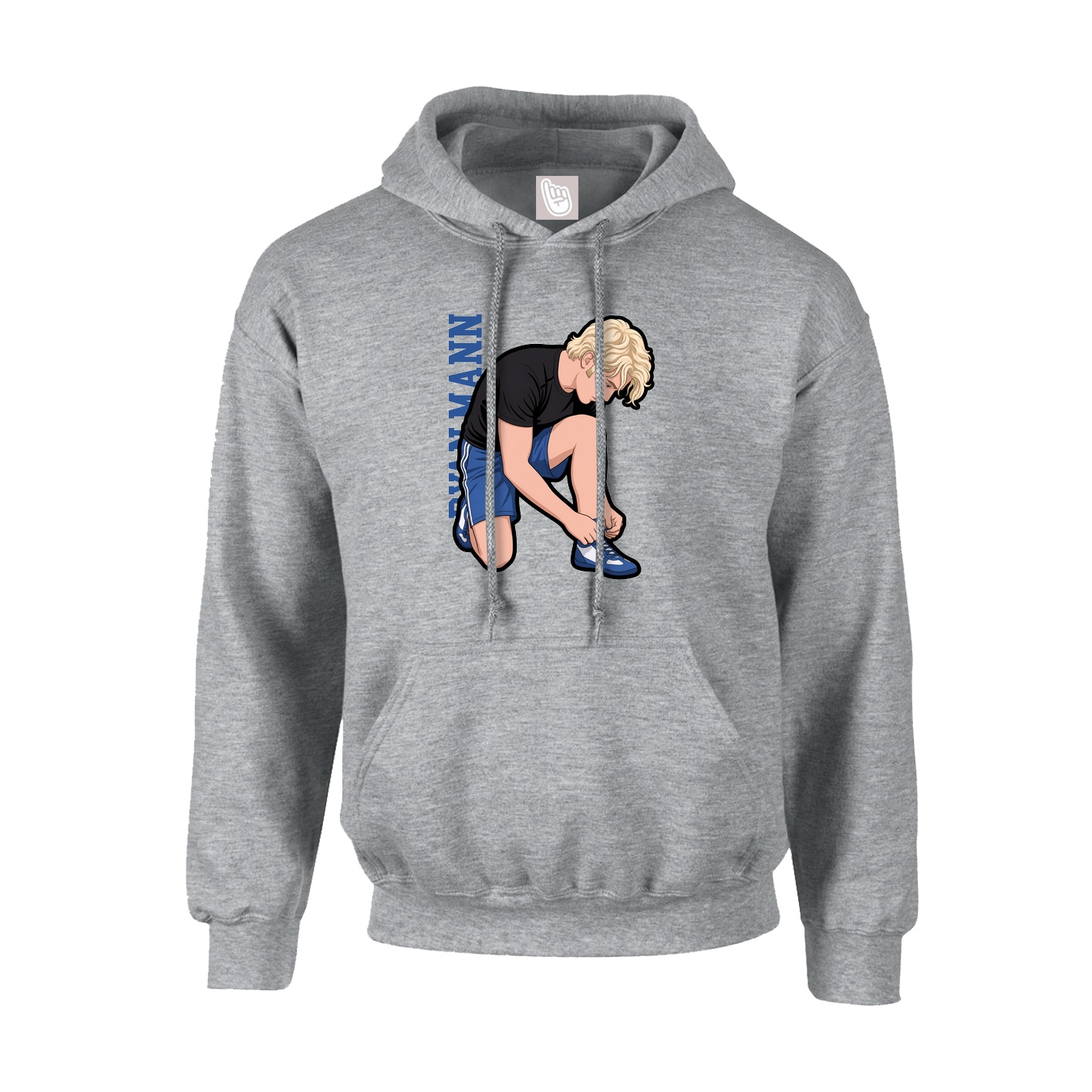 Hoodie — Name Vertical in Grey