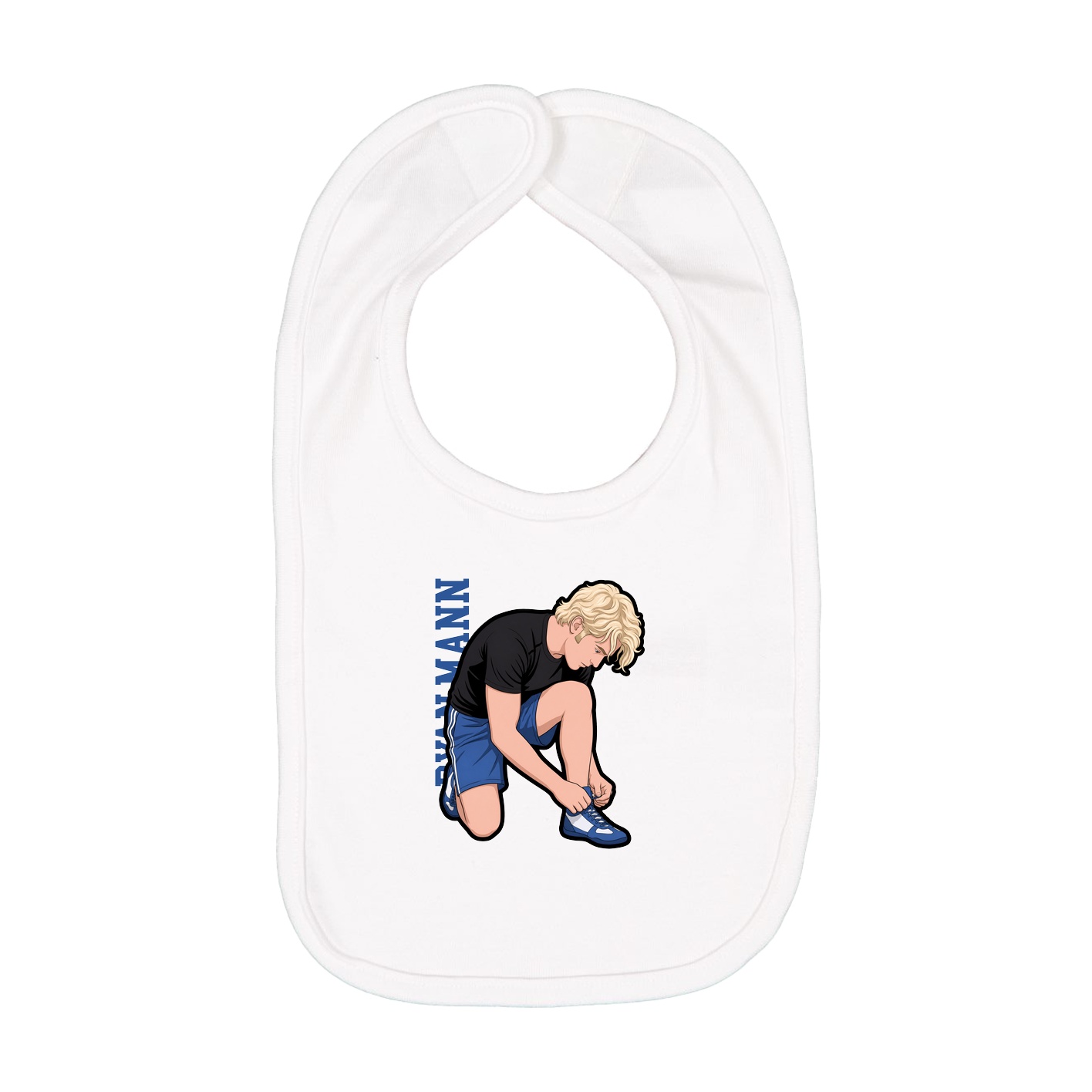 Infant Bib — Name Vertical in White