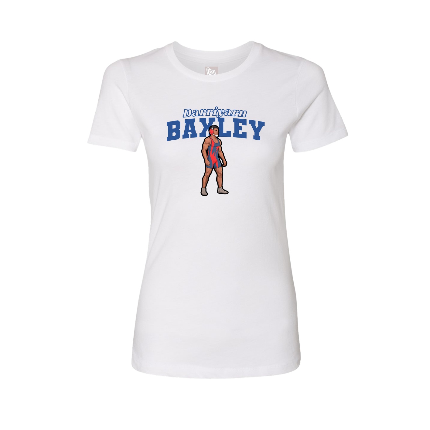 Fitted Women's Tee — Name Arch in White