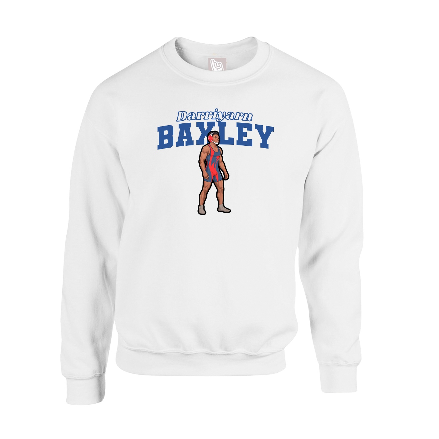 Fleece Crew — Name Arch in White