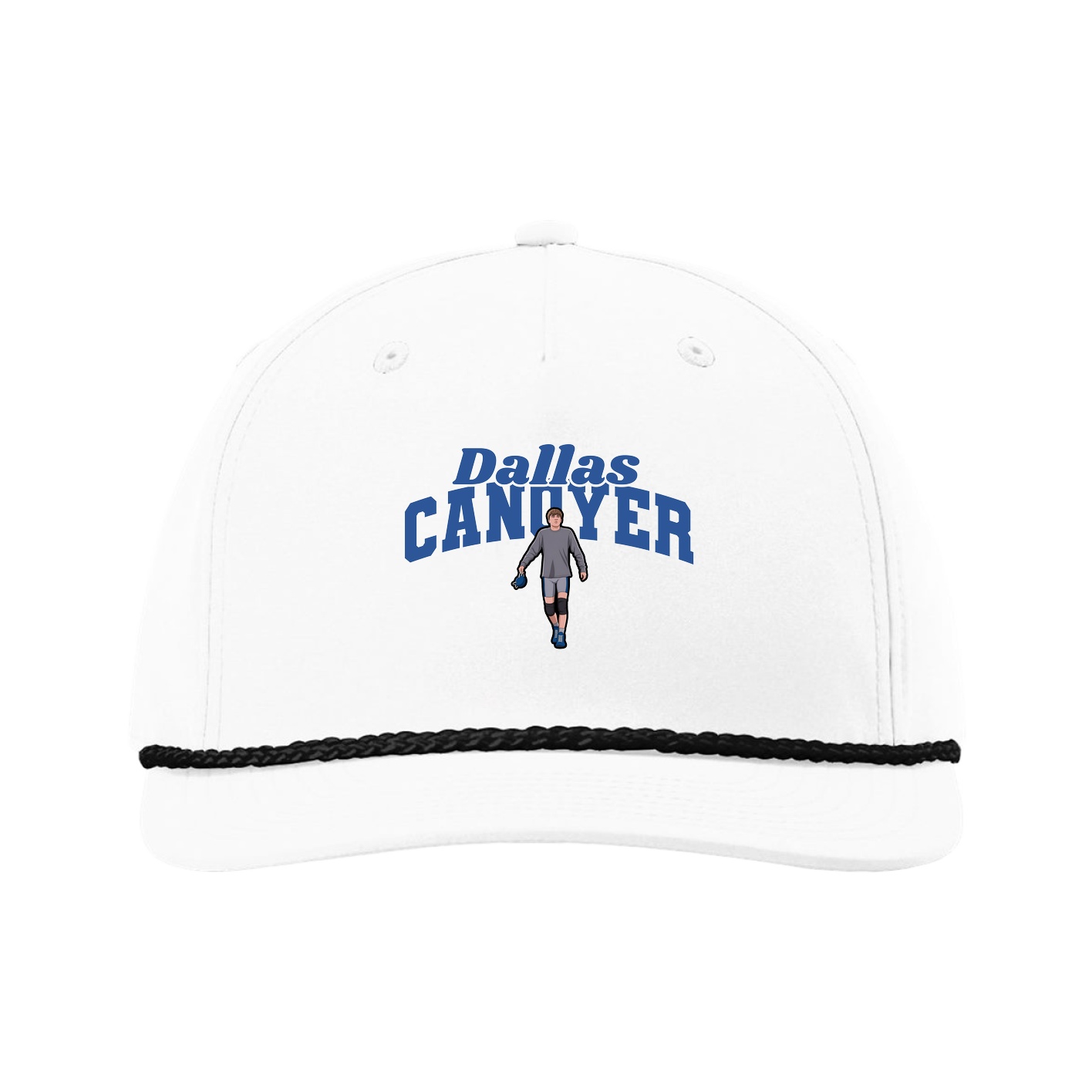 Five-Panel Classic Rope Cap — Signature Arch in White