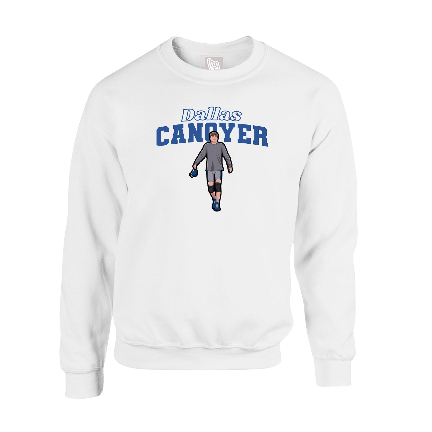 Fleece Crew — Name Arch in White