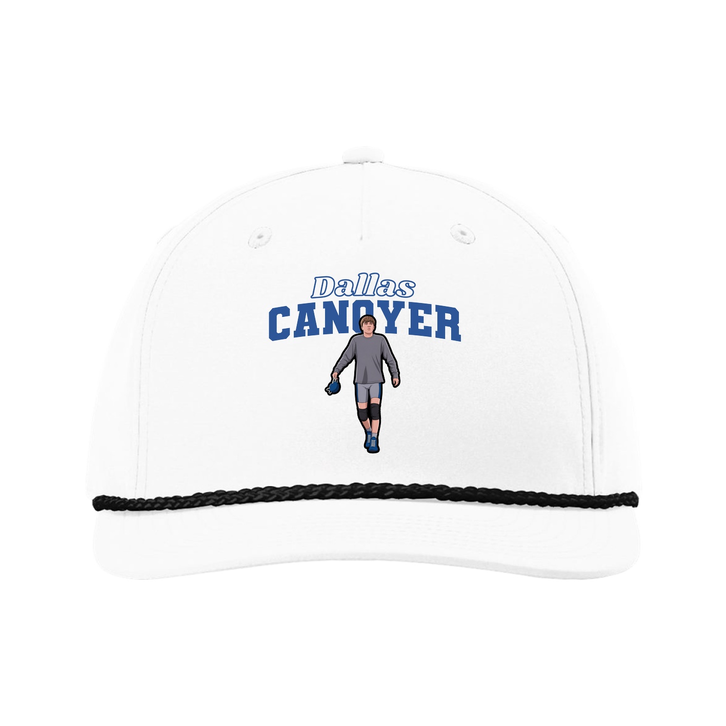 Five-Panel Classic Rope Cap — Name Arch in White