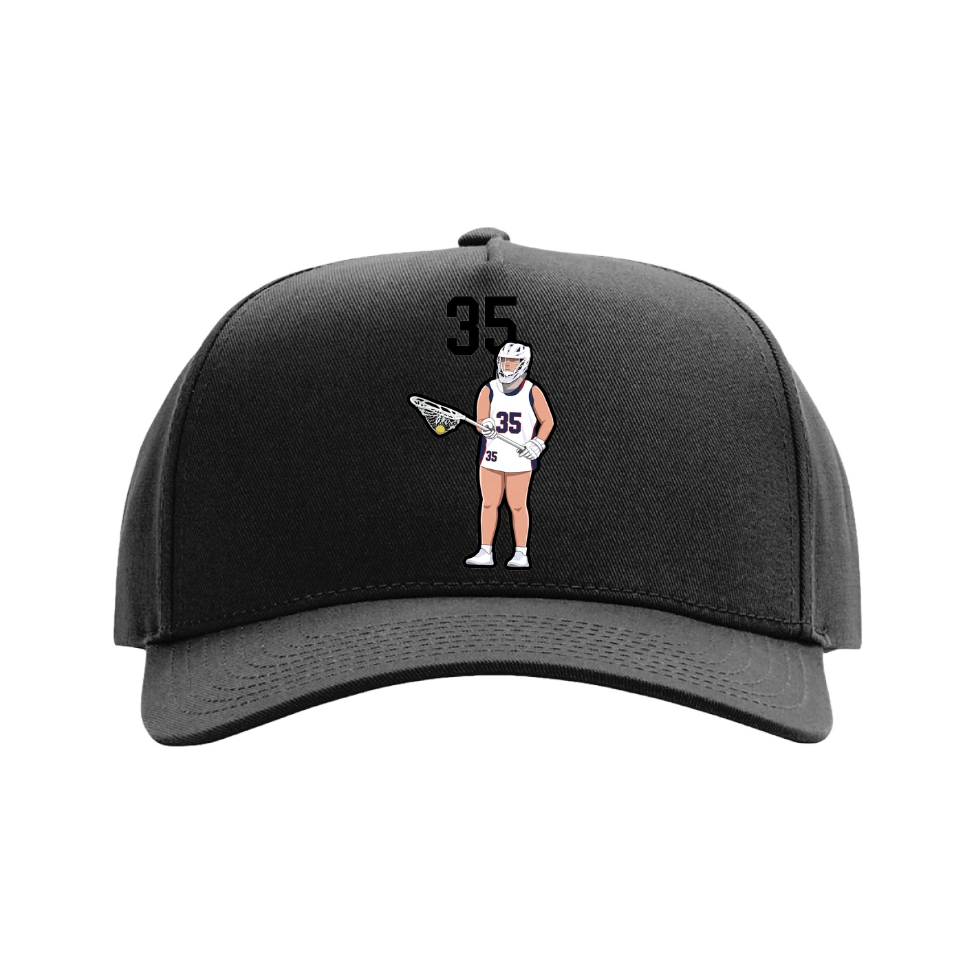 Full Fabric Five-Panel Champ Cap — Number Top in Black