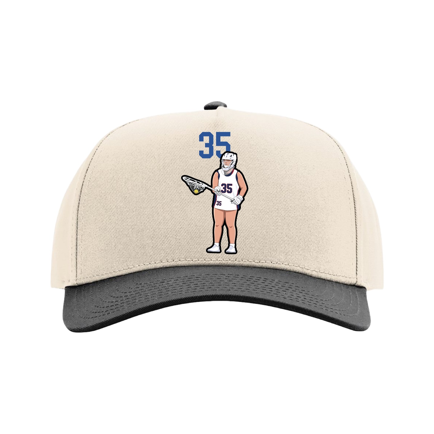 Full Fabric Five-Panel Champ Cap — Number Top in Cream/Black