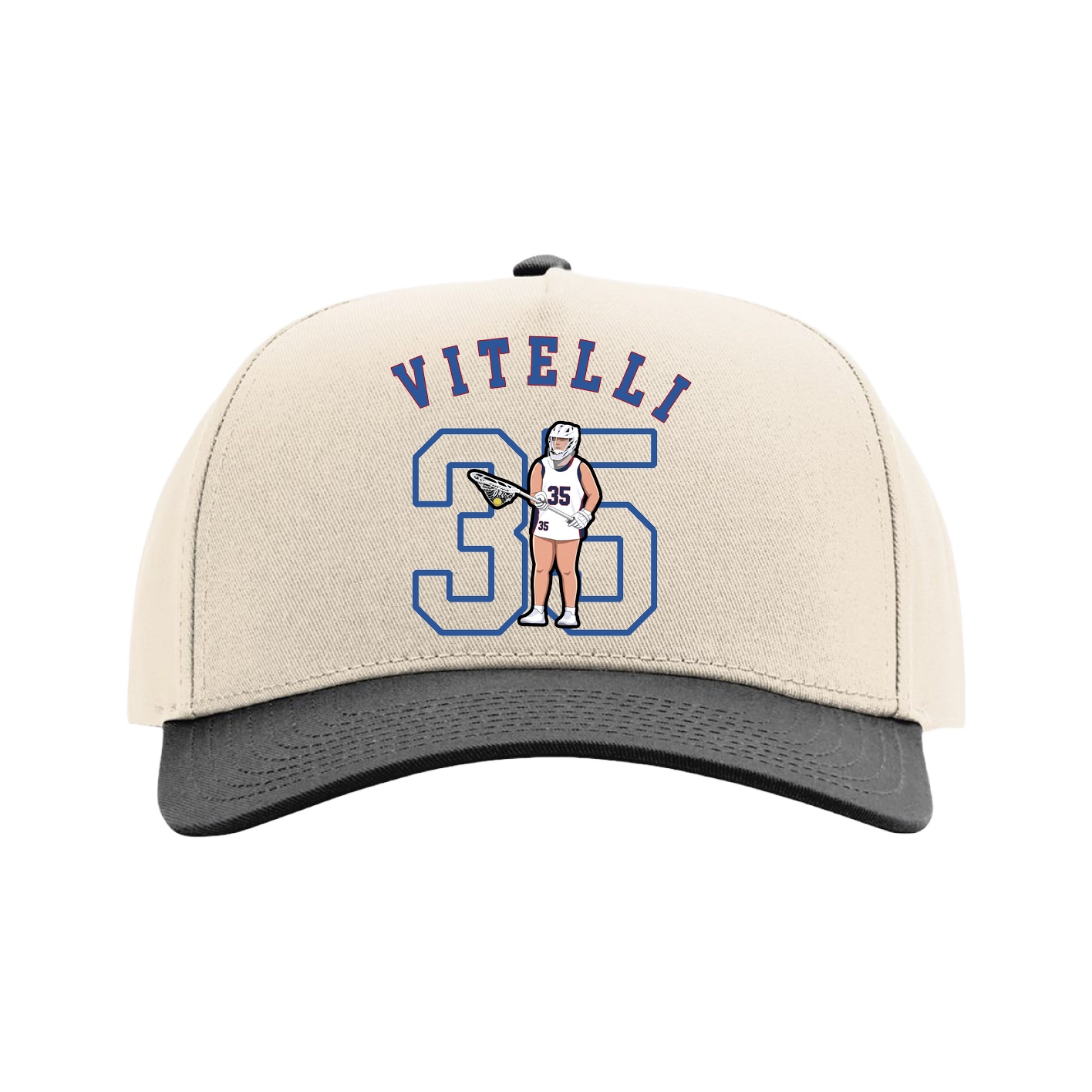 Full Fabric Five-Panel Champ Cap — Shirsey Arch in Cream/Black