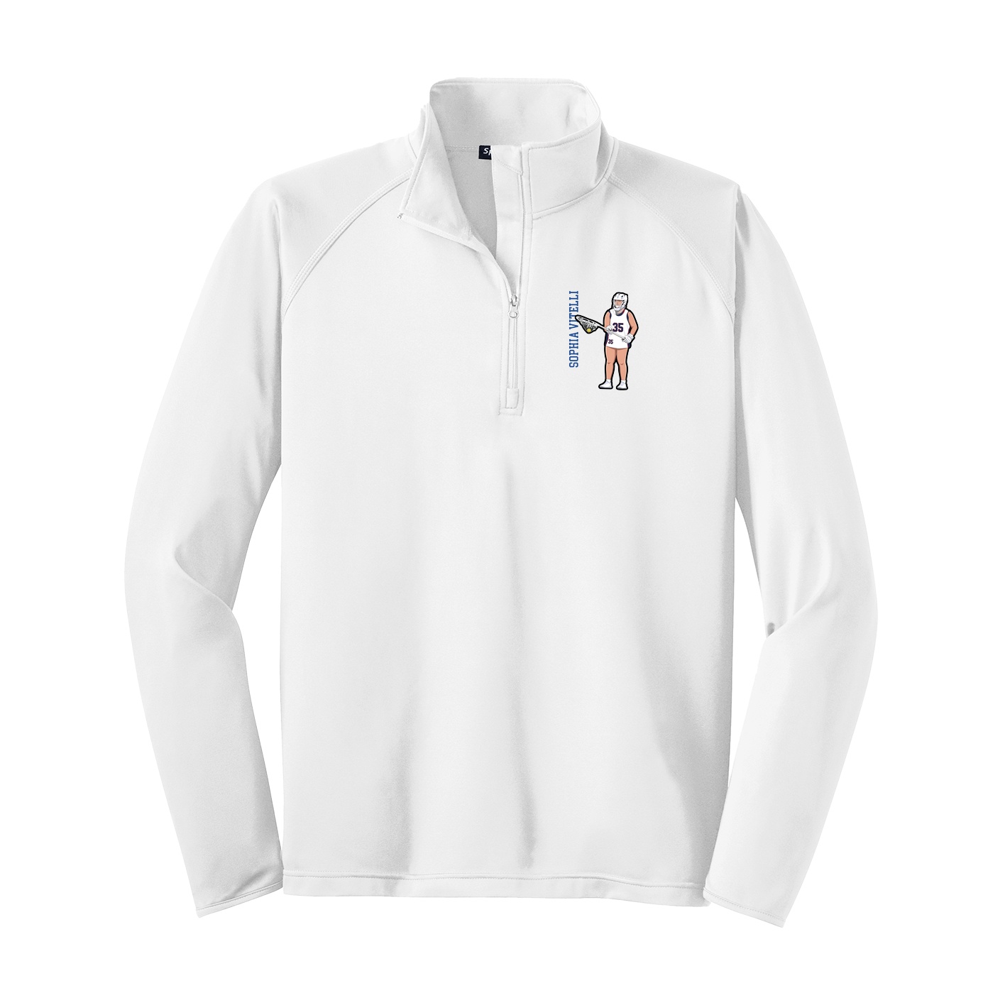 Q-Zip Pullover — Name Vertical in White