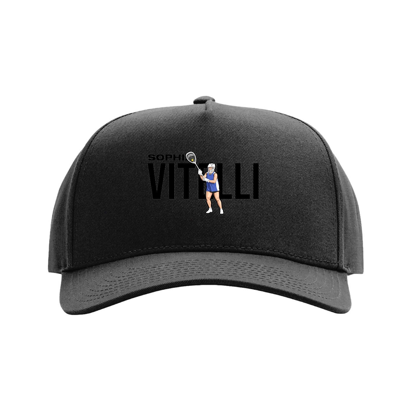 Full Fabric Five-Panel Champ Cap — Player Name in Black