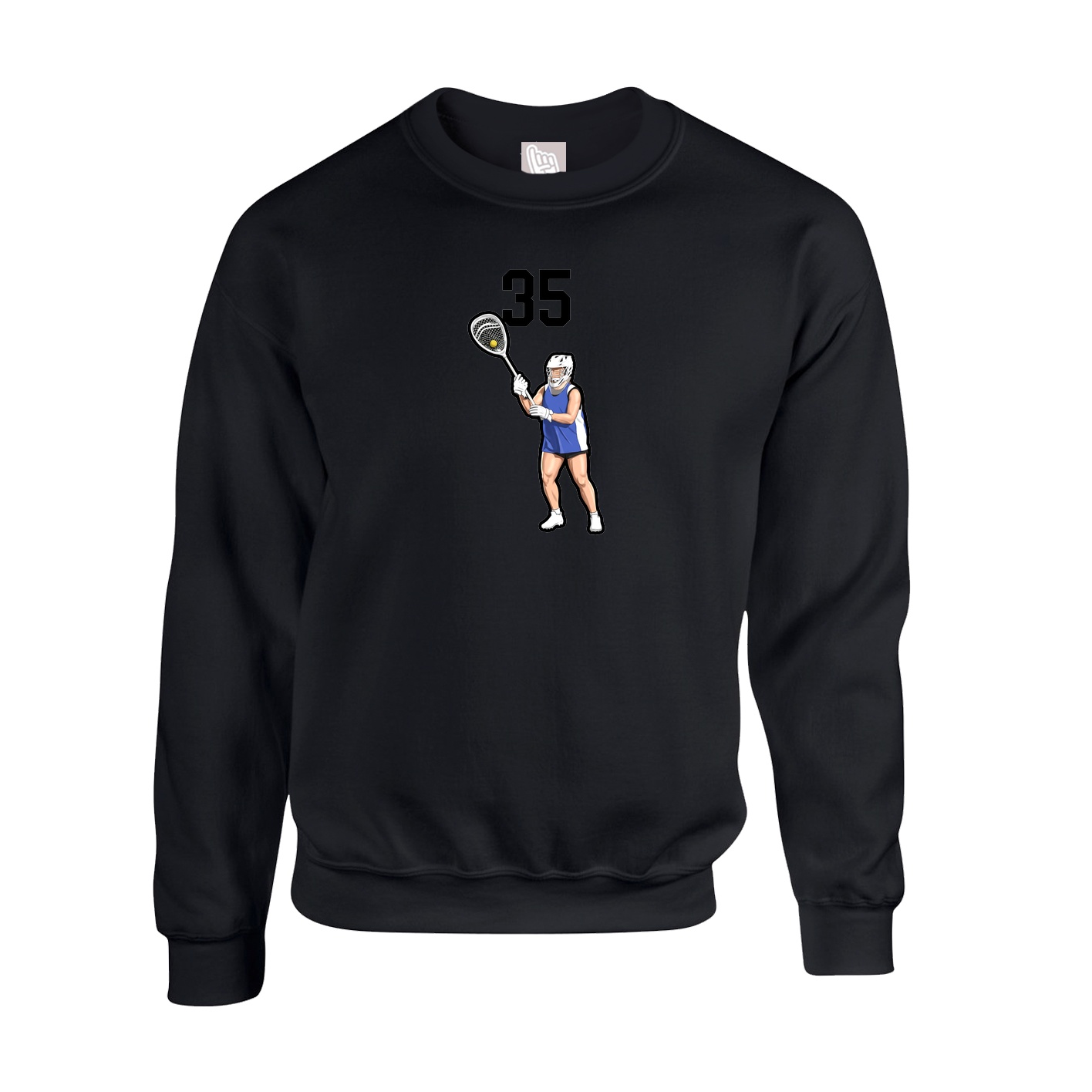 Fleece Crew — Number Top in Black