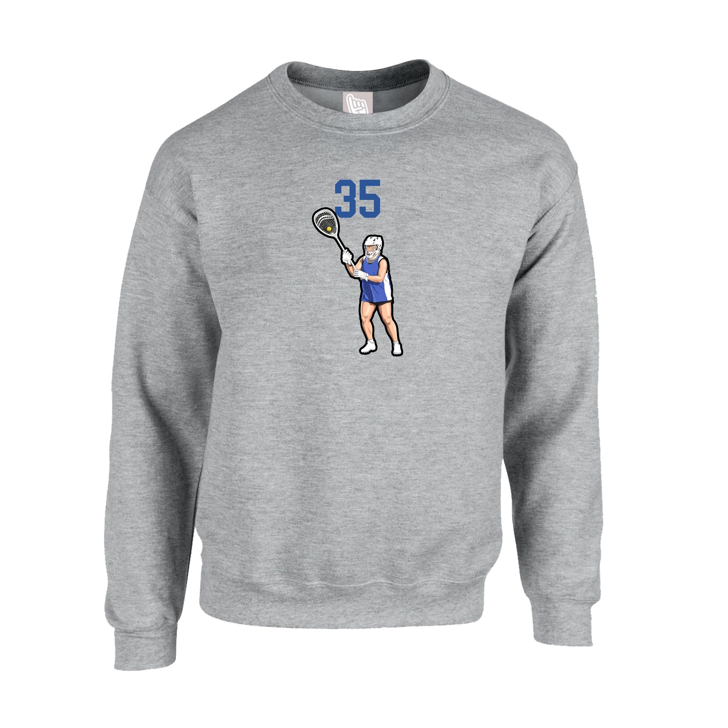 Fleece Crew — Number Top in Grey