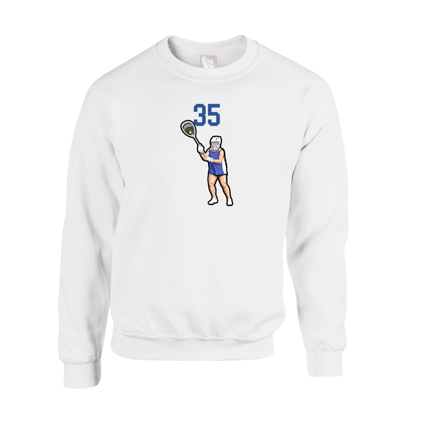 Fleece Crew — Number Top in White