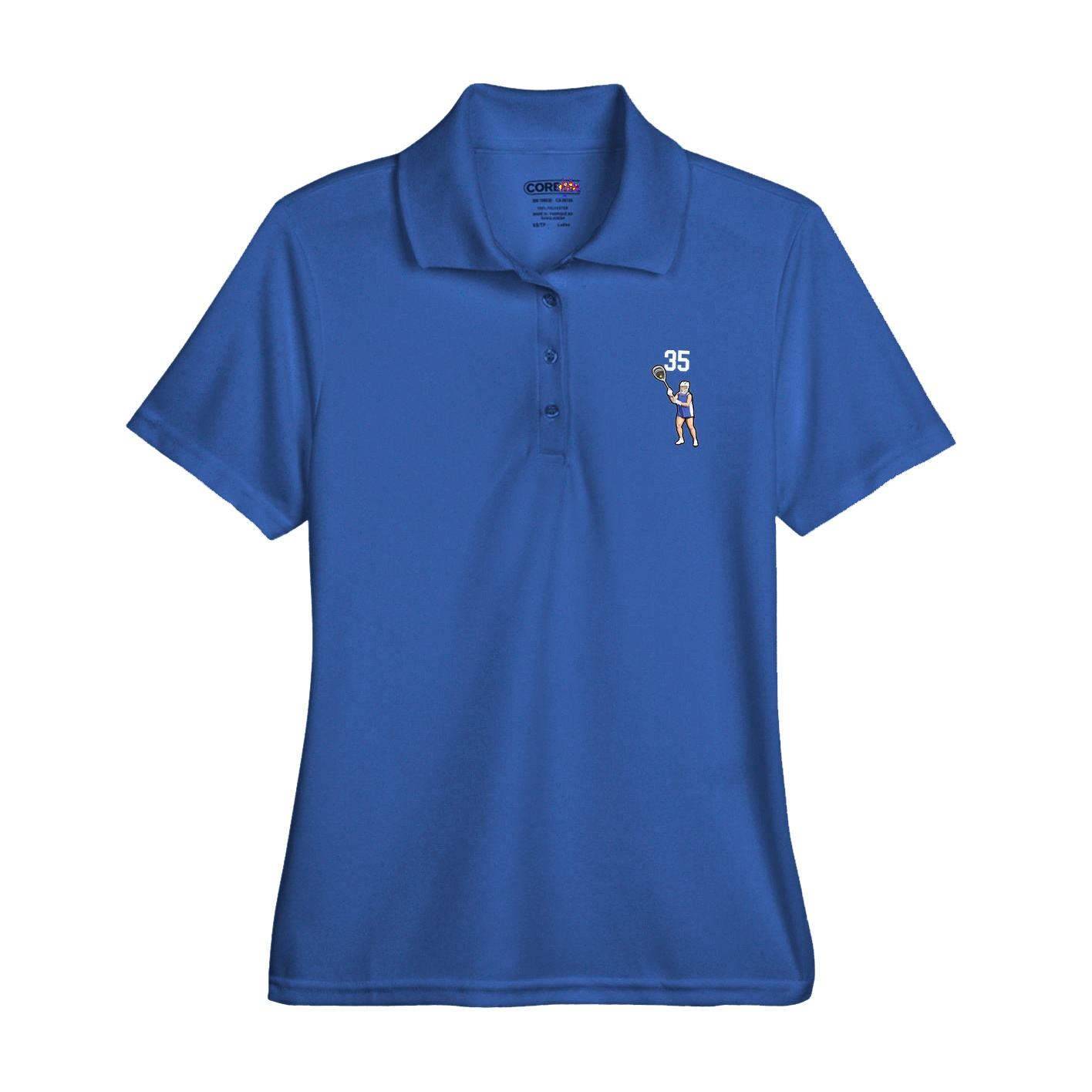 Womens Performance Polo — Number Top in Royal