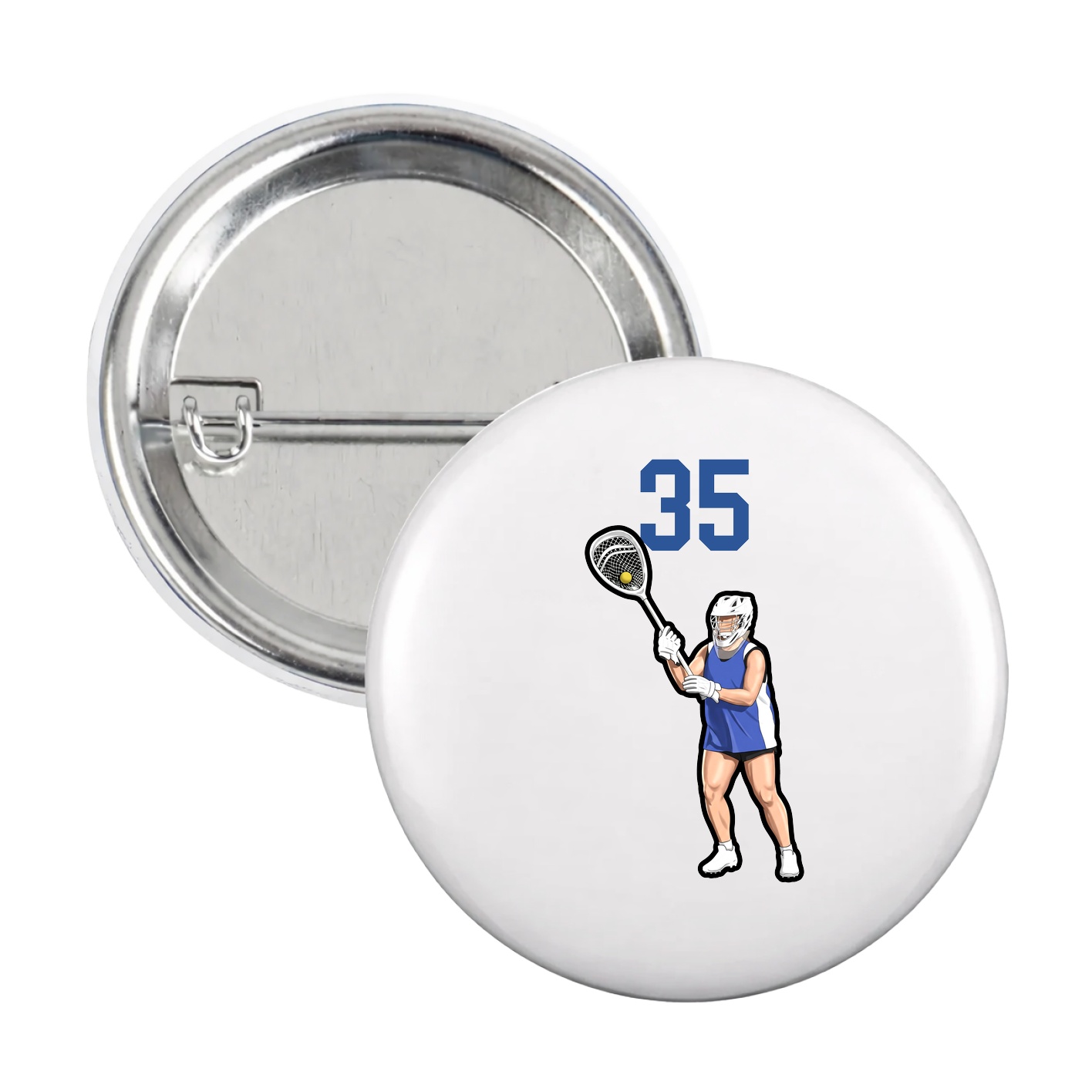 Game Day Button — Number Top in White