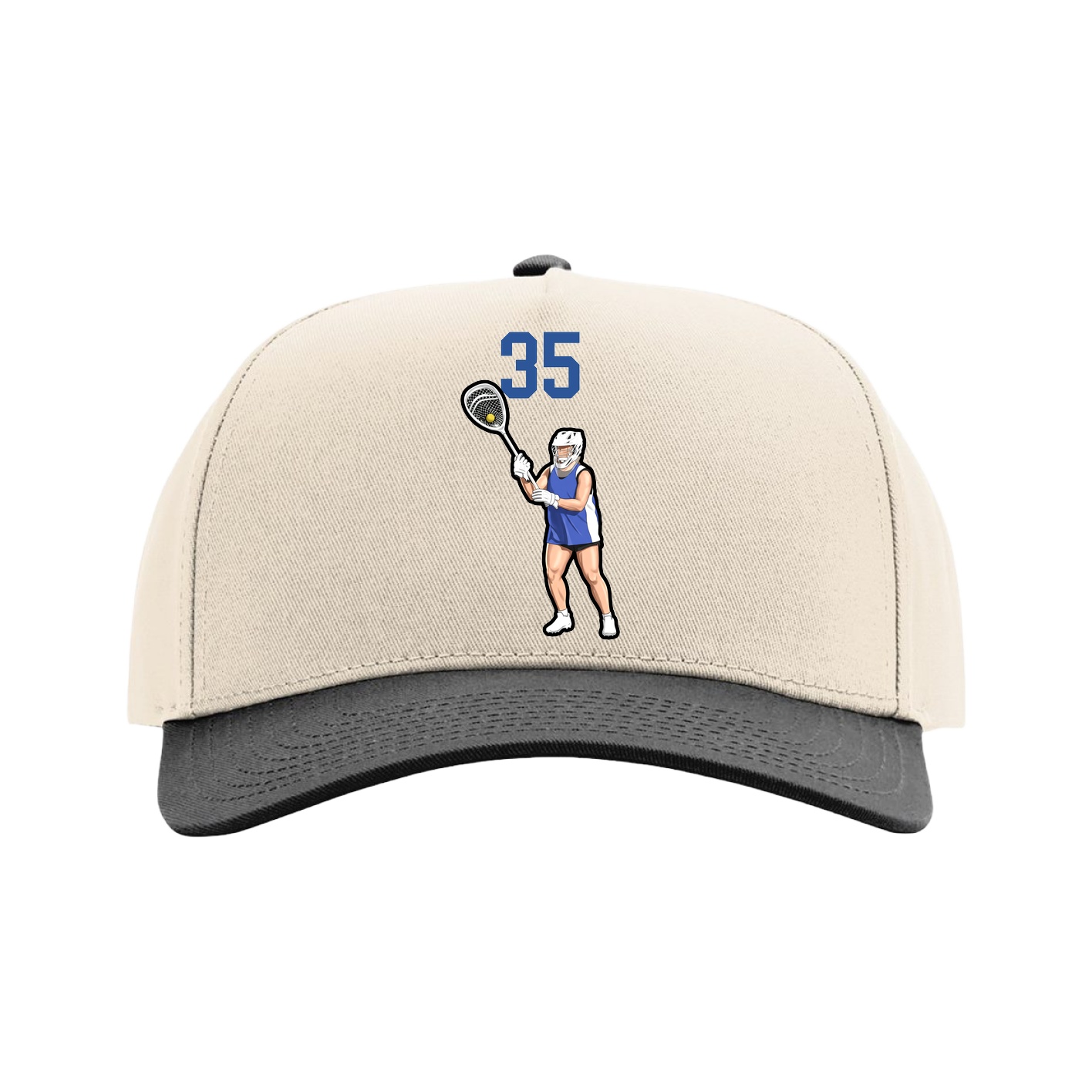 Full Fabric Five-Panel Champ Cap — Number Top in Cream/Black