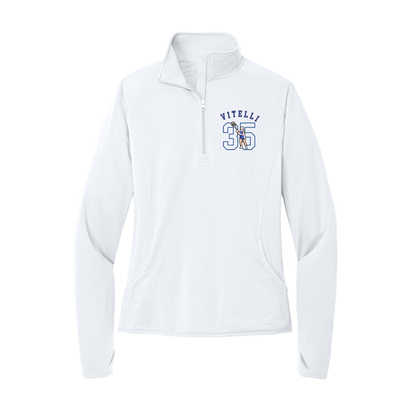 Women's Q-Zip Pullover — Shirsey Arch in White