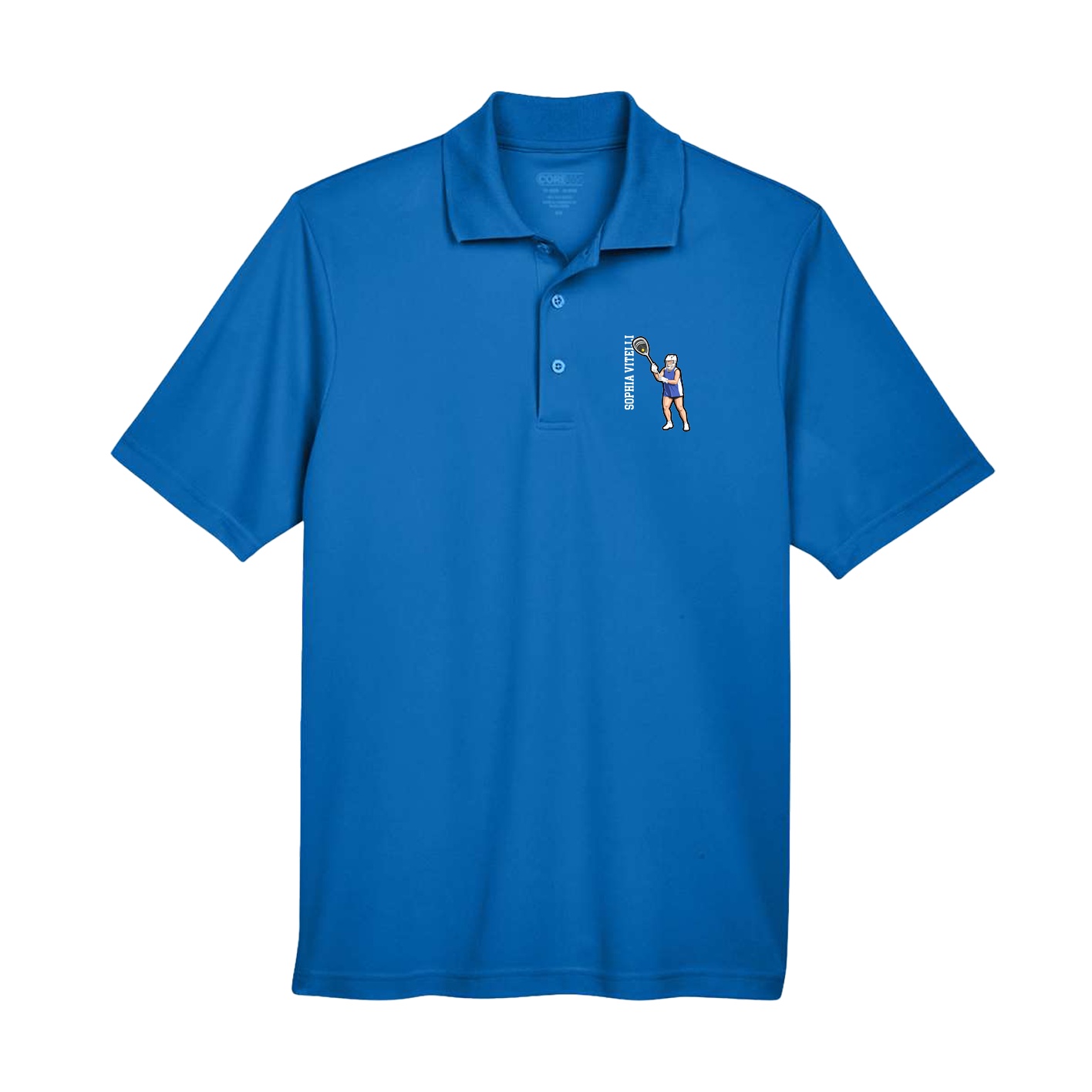 Performance Polo — Name Vertical in Royal