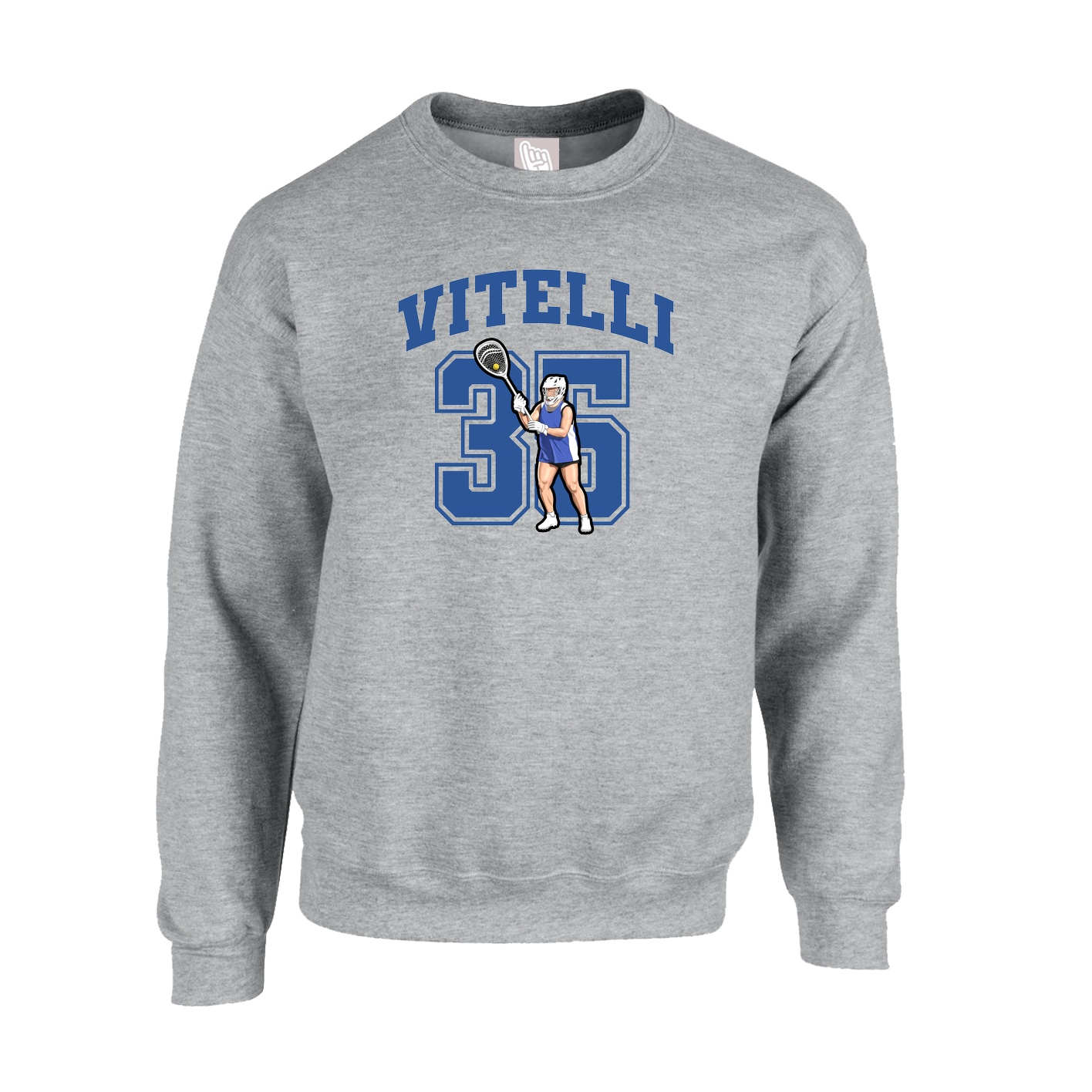 Fleece Crew — Number in Grey