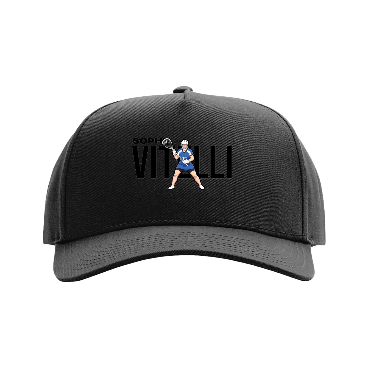 Full Fabric Five-Panel Champ Cap — Player Name in Black