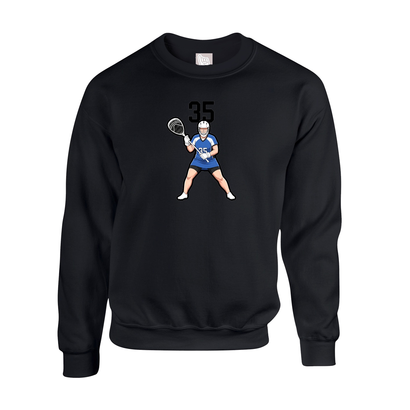 Fleece Crew — Number Top in Black