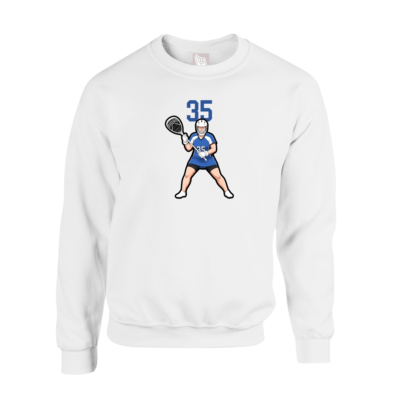 Fleece Crew — Number Top in White
