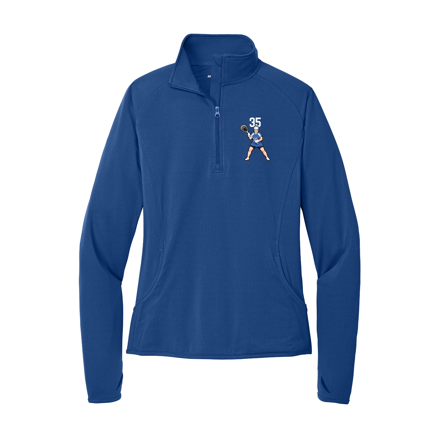 Women's Q-Zip Pullover — Number Top in Royal