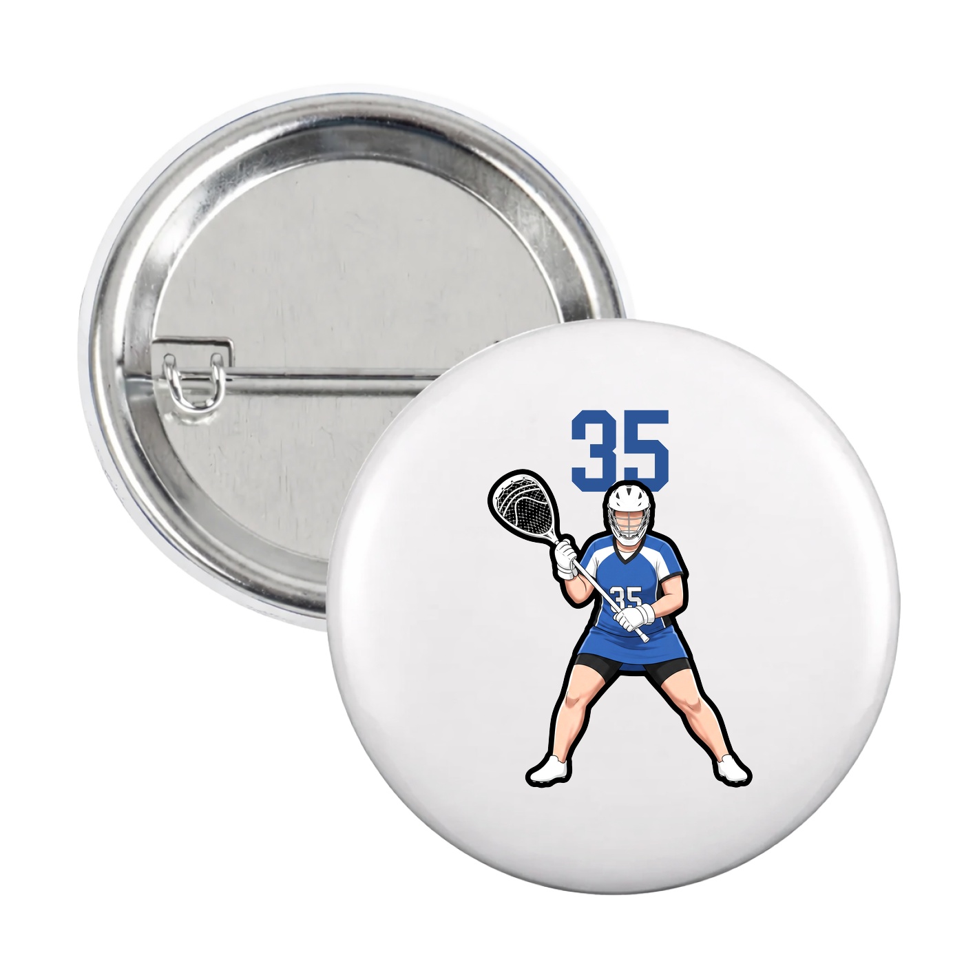 Game Day Button — Number Top in White