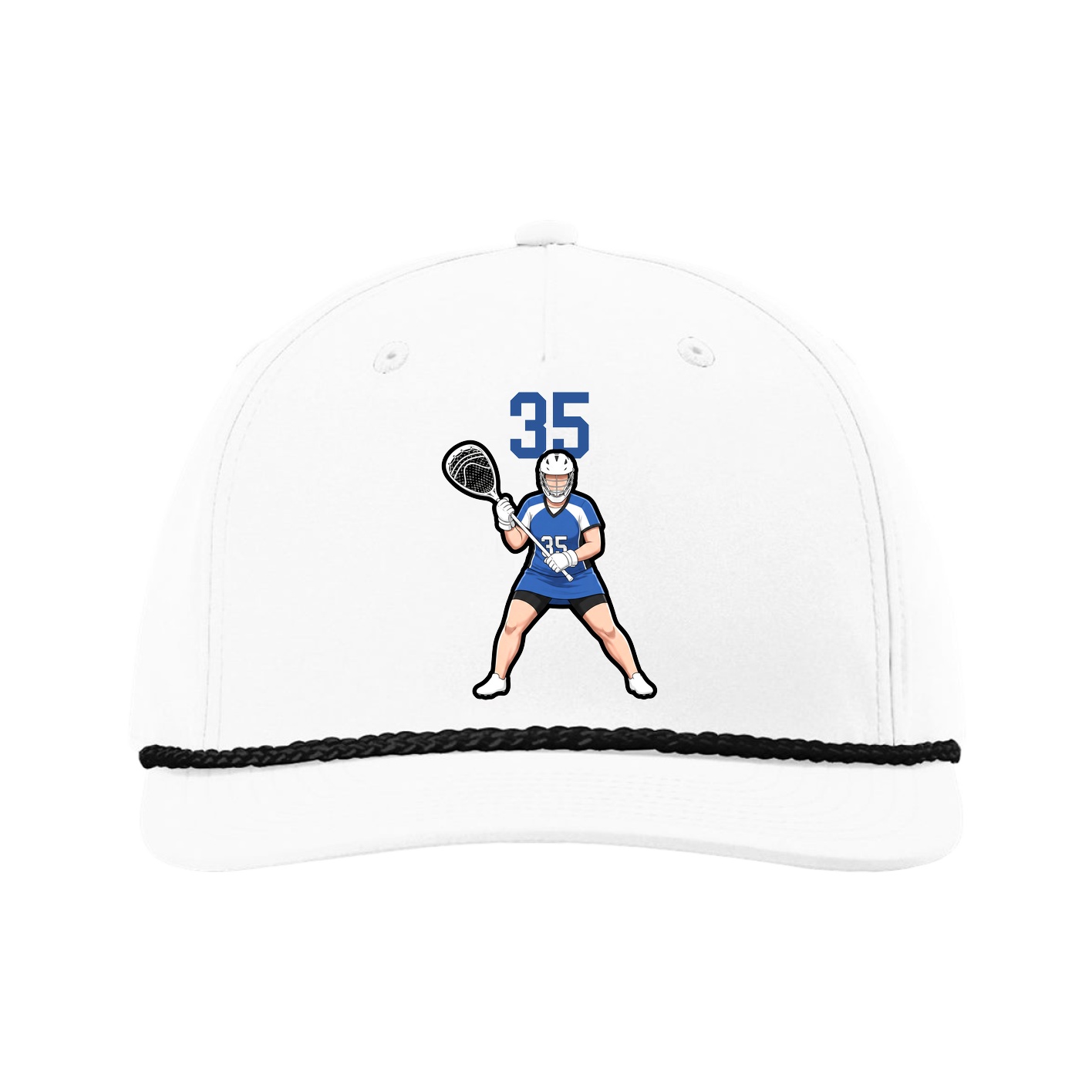 Five-Panel Classic Rope Cap — Number Top in White
