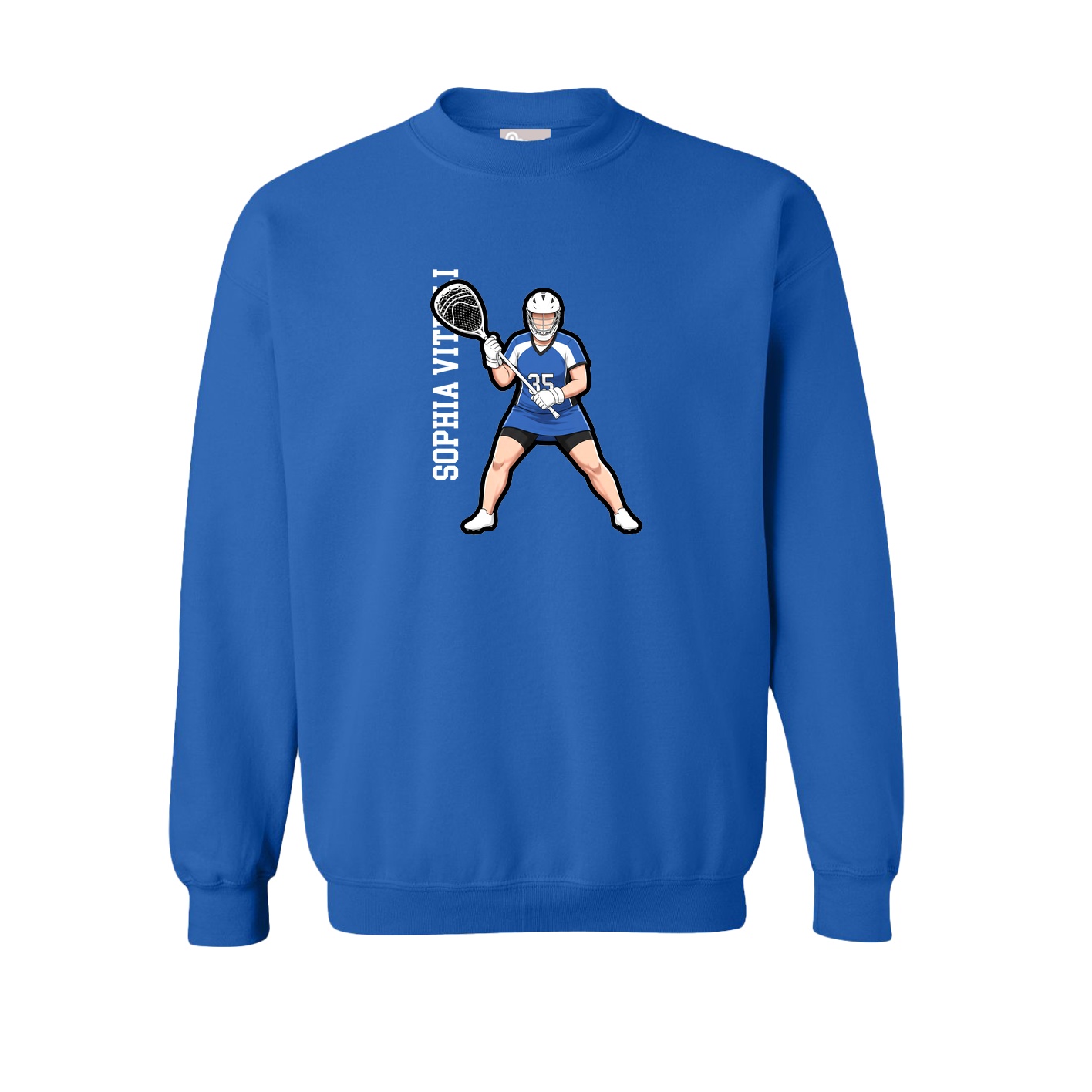 Fleece Crew — Name Vertical in Royal