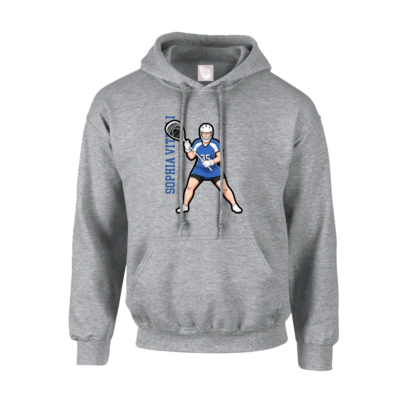 Youth Hoodie — Name Vertical in Grey