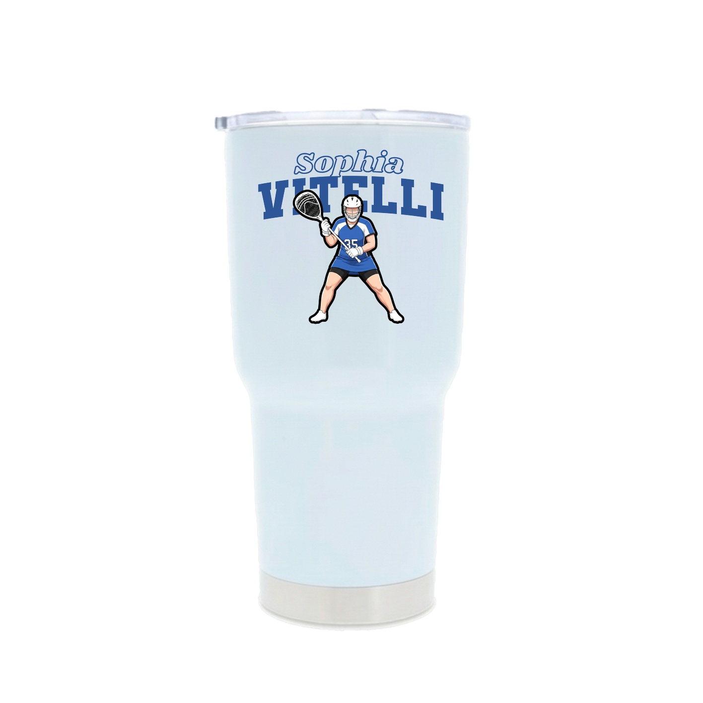 30oz Stainless Steel Tumbler — Name Arch in White