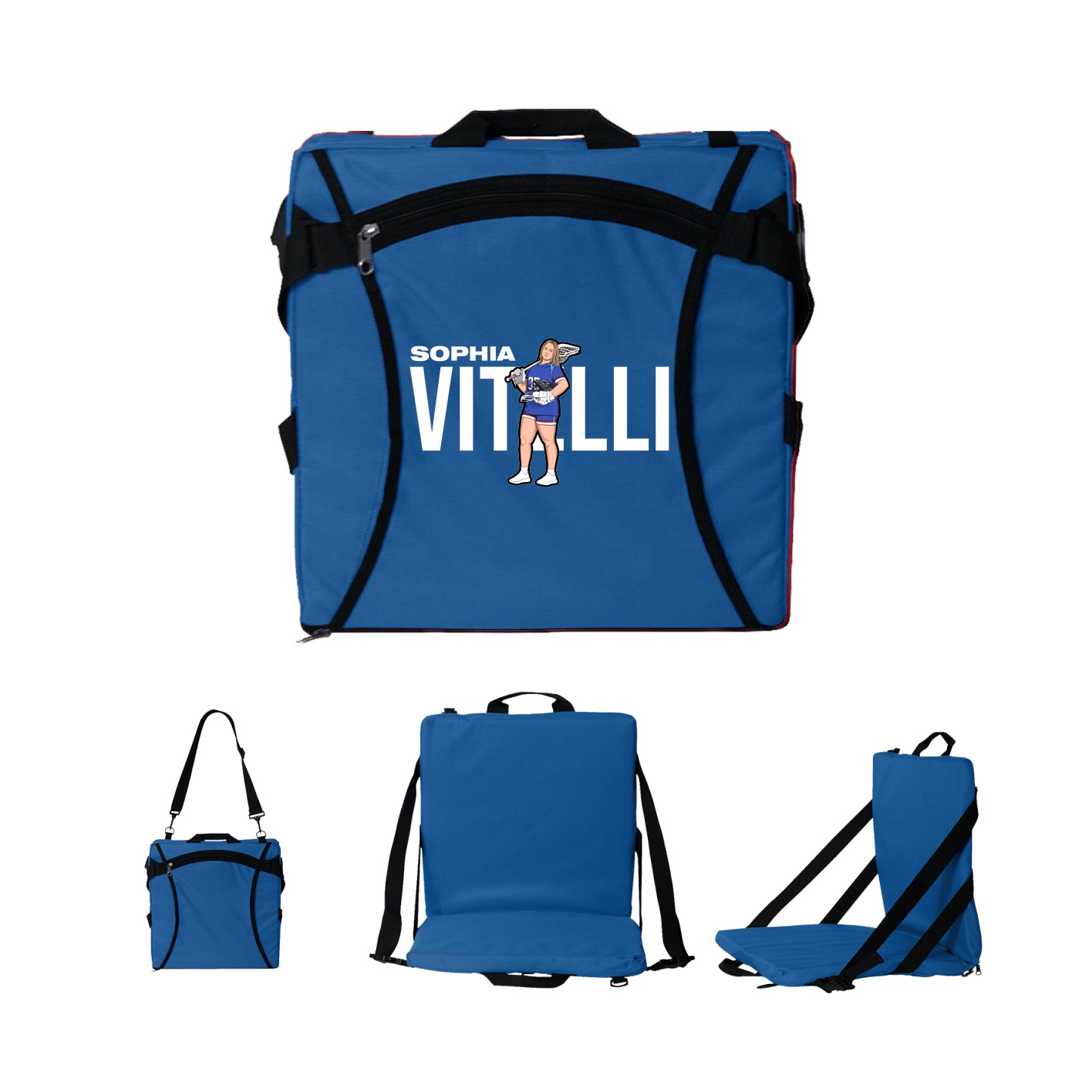 Folding Stadium Seat — Player Name in Royal