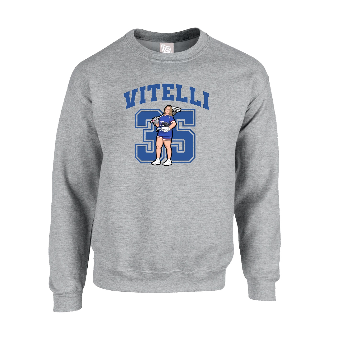 Fleece Crew — Number in Grey