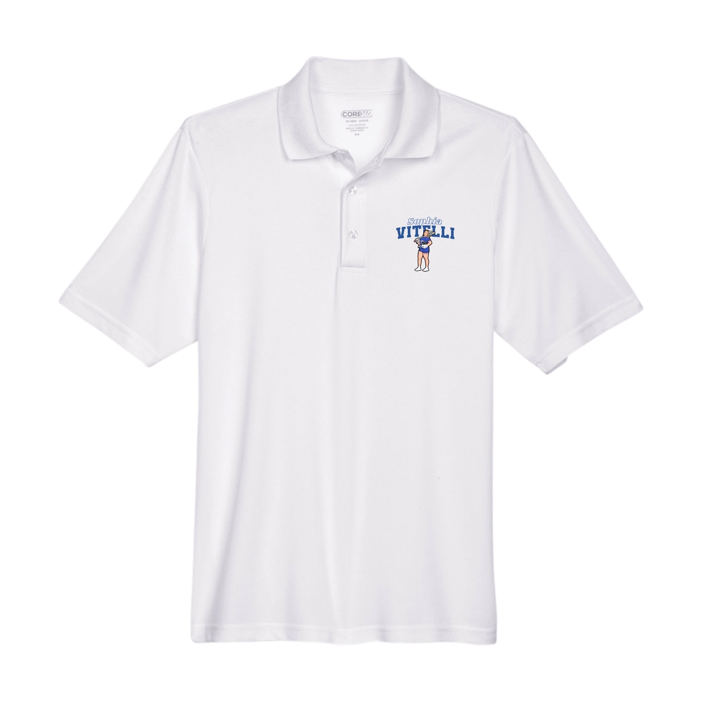 Performance Polo — Name Arch in White