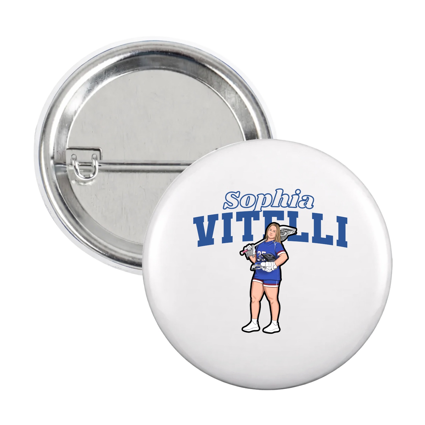 Game Day Button — Name Arch in White