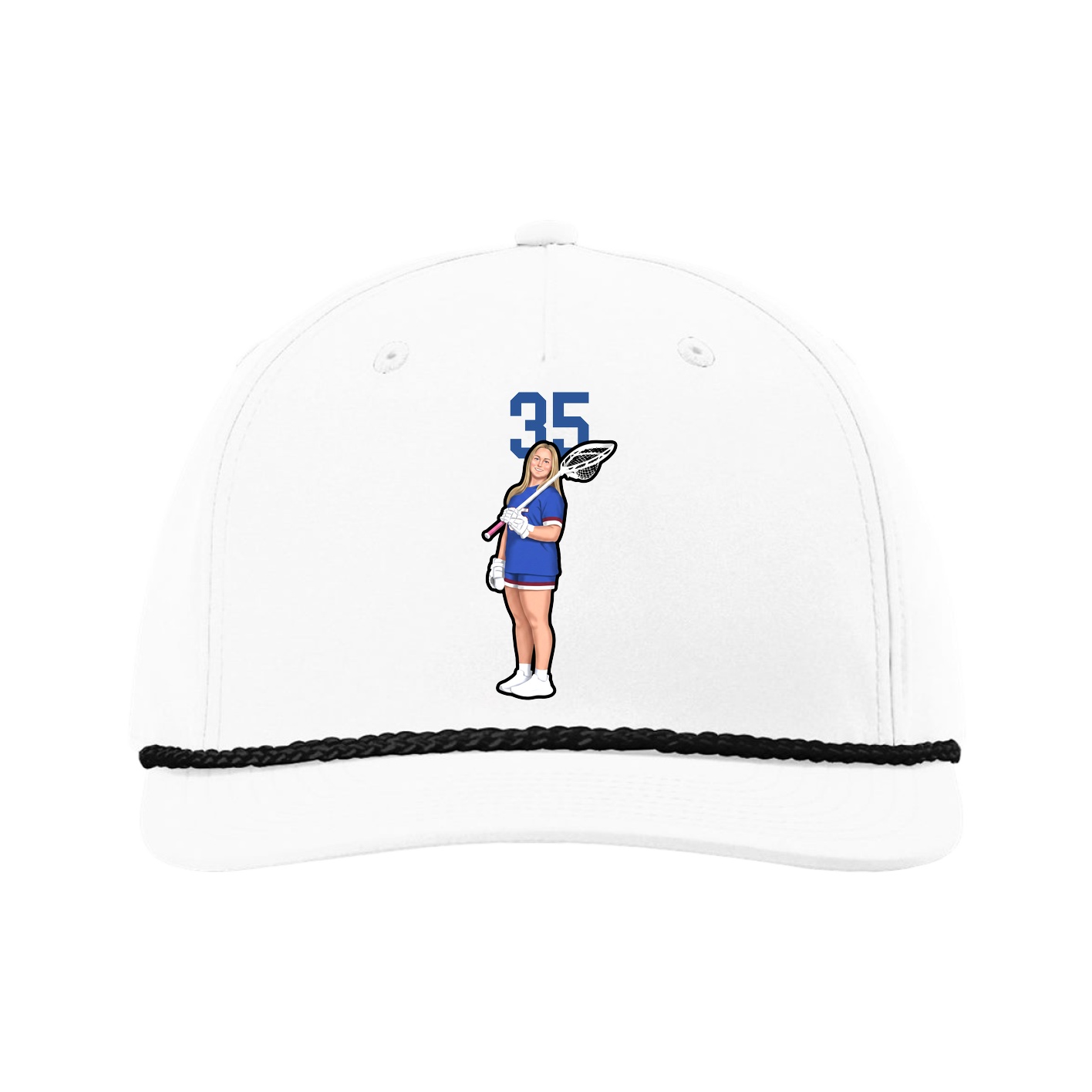 Five-Panel Classic Rope Cap — Number Top in White