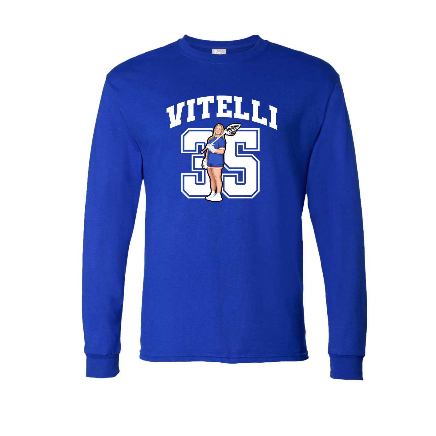 Long Sleeve Tee — Number in Royal