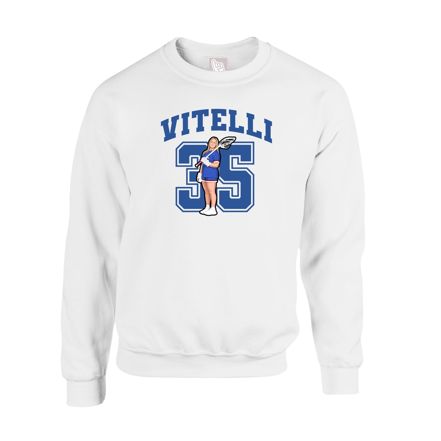 Fleece Crew — Number in White
