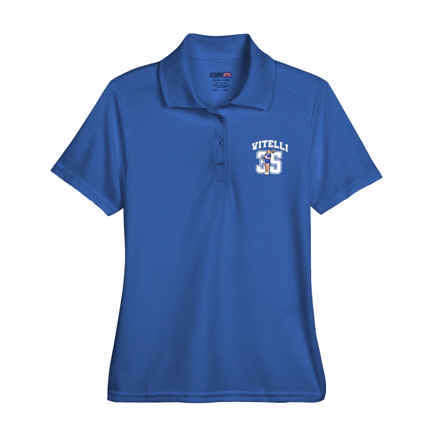 Womens Performance Polo — Number in Royal