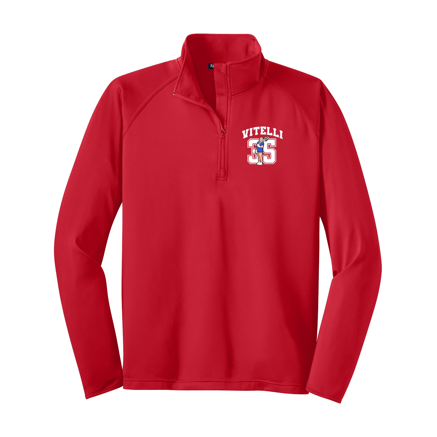 Q-Zip Pullover — Number in Red