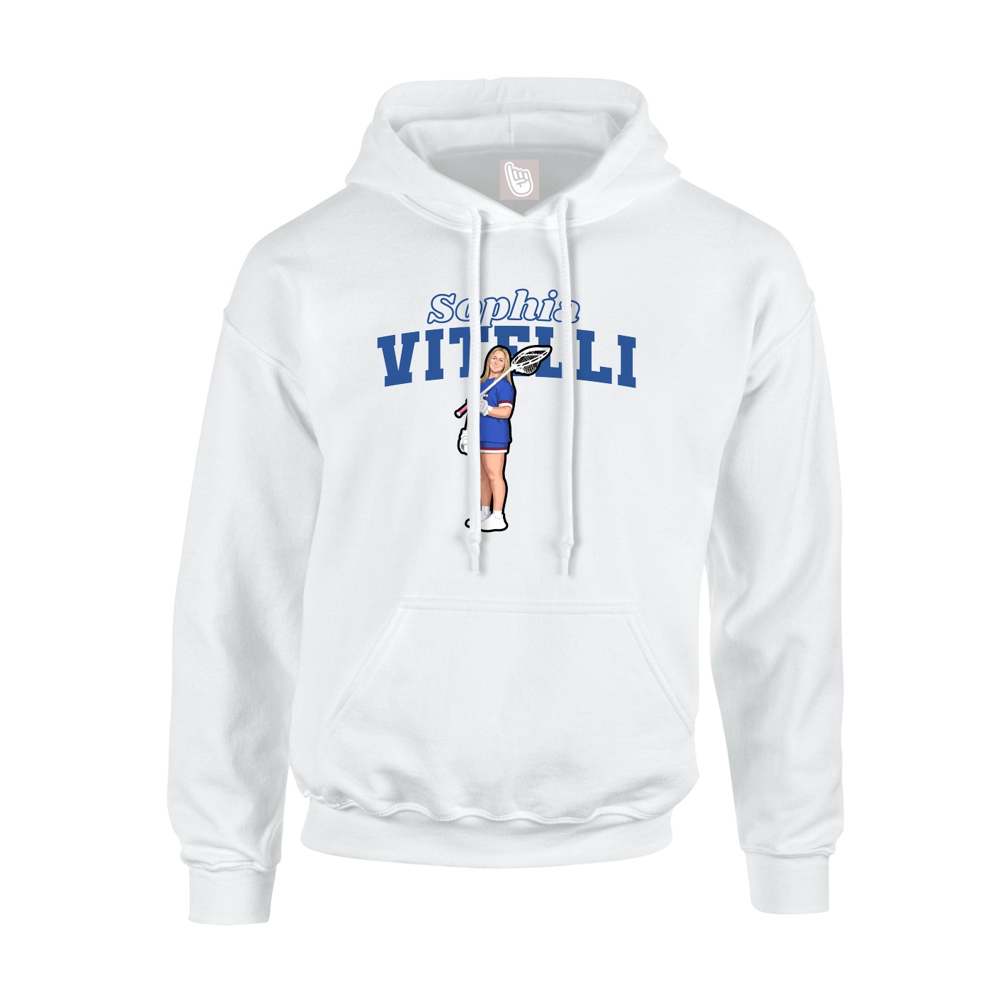 Youth Hoodie — Name Arch in White