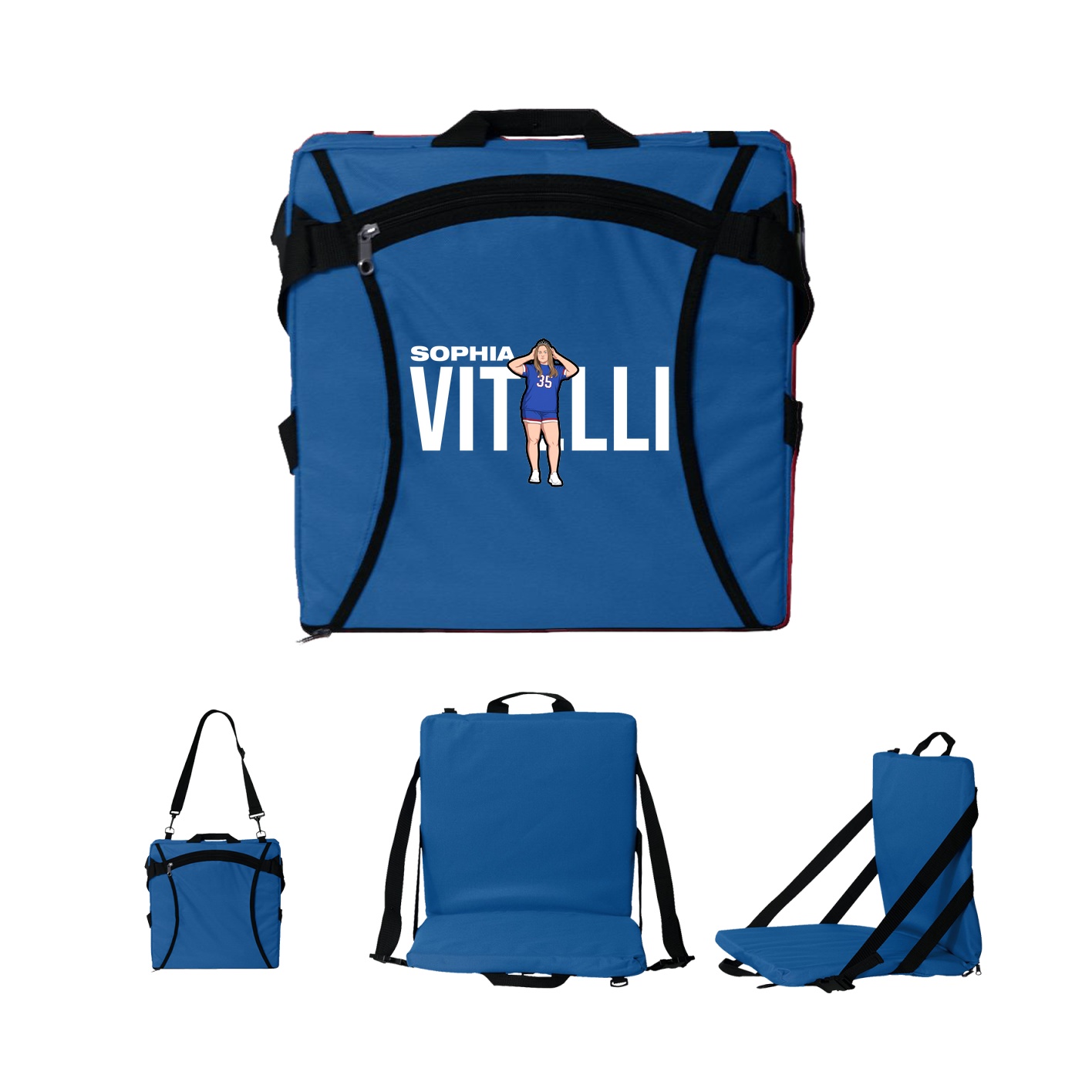 Folding Stadium Seat — Player Name in Royal