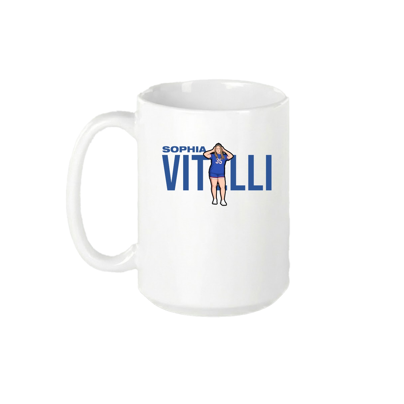 15oz Coffee Mug — Player Name in White