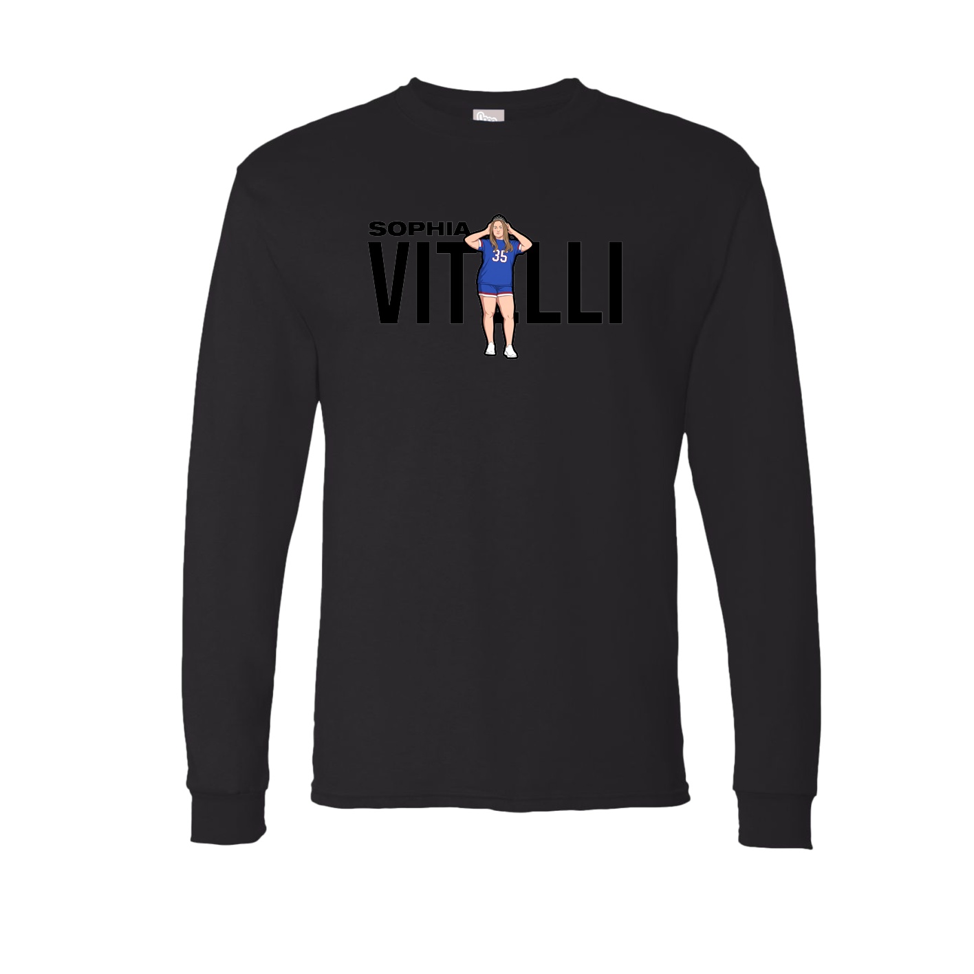 Long Sleeve Tee — Player Name in Black