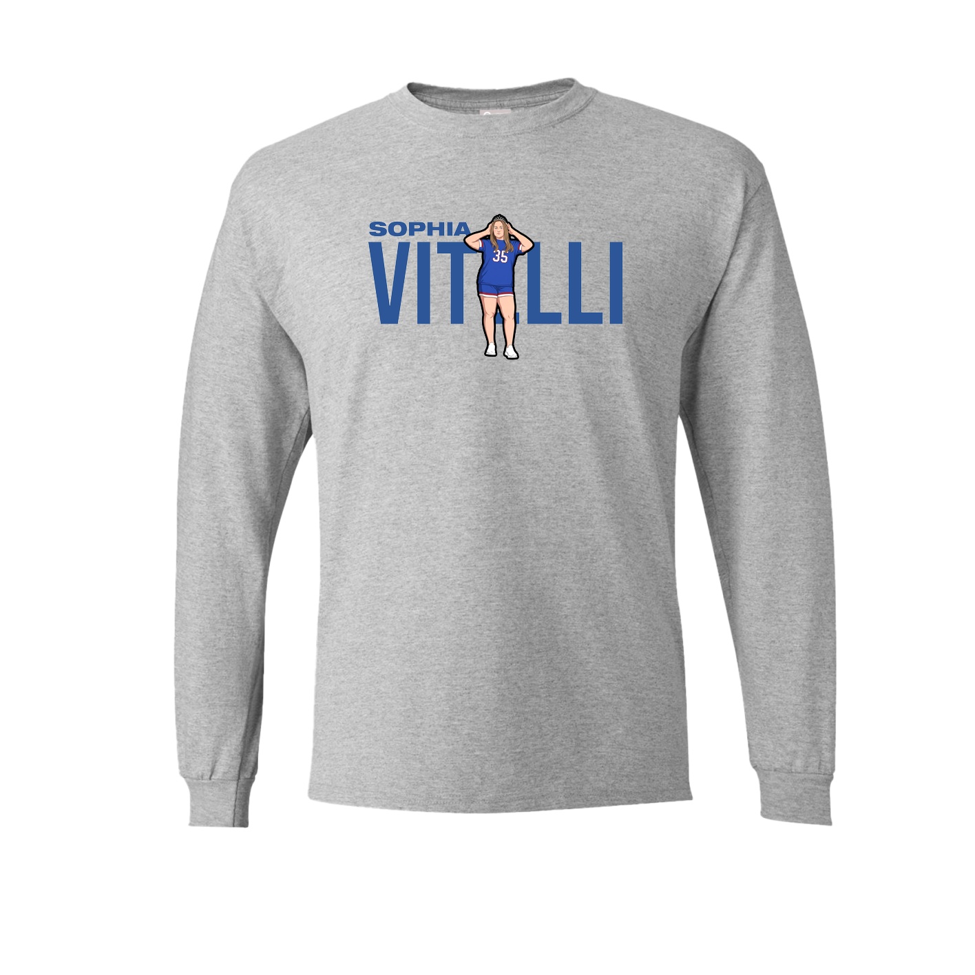 Long Sleeve Tee — Player Name in Grey